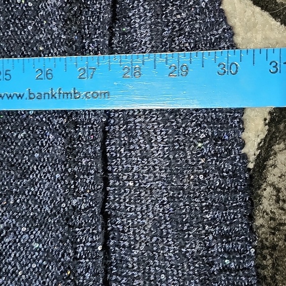 ANA NAVY BLUE IRIDESCENT SEQUINS SHORT SLEEVE SWEATER - Picture 9 of 13